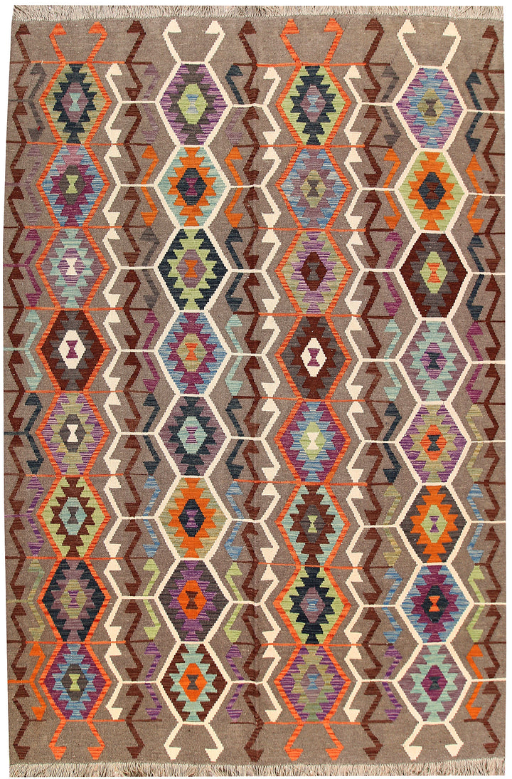 Multi Colored Kilim 6' 6 x 9' 9 - No. 66943 - ALRUG Rug Store