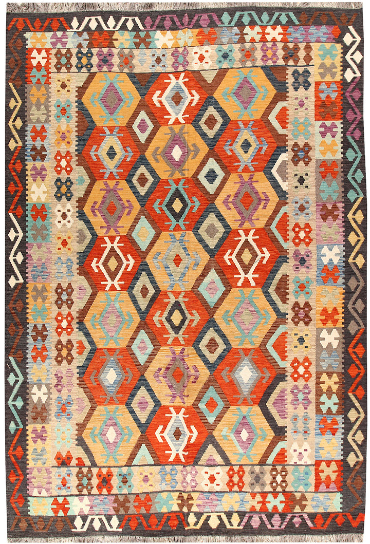 Multi Colored Kilim 6' 7 x 9' 8 - No. 66944 - ALRUG Rug Store