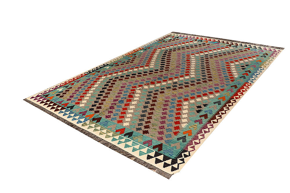 Multi Colored Kilim 6' 6 x 9' 9 - No. 66945 - ALRUG Rug Store