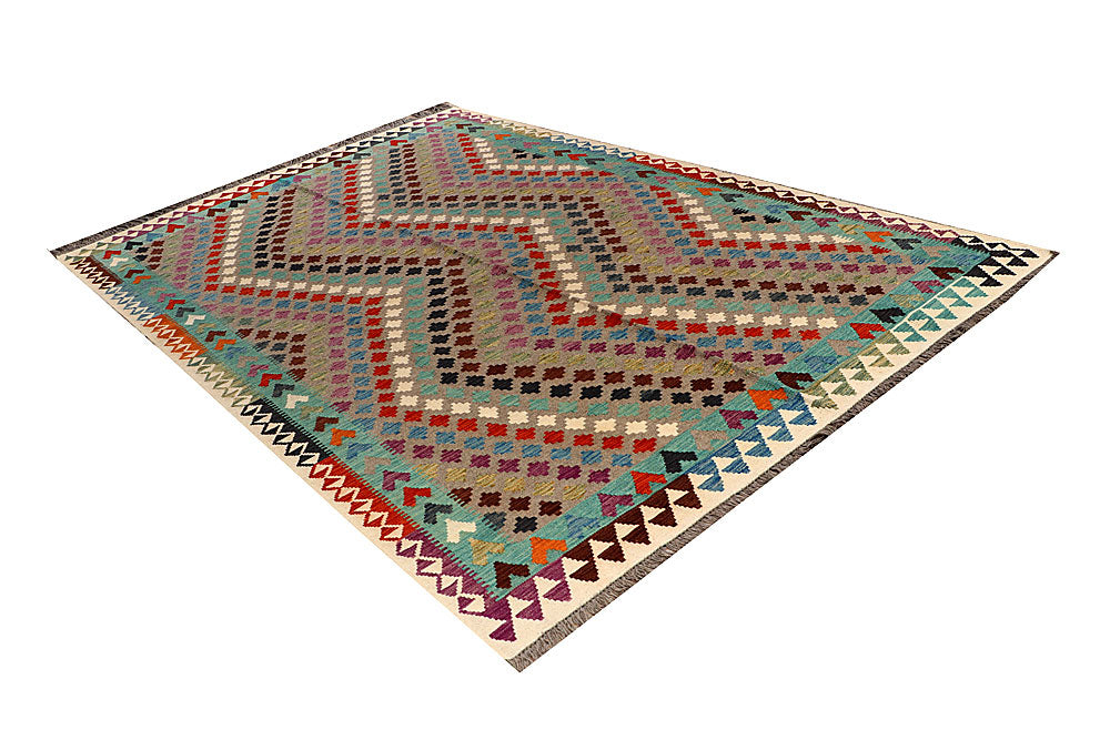 Multi Colored Kilim 6' 6 x 9' 9 - No. 66945 - ALRUG Rug Store
