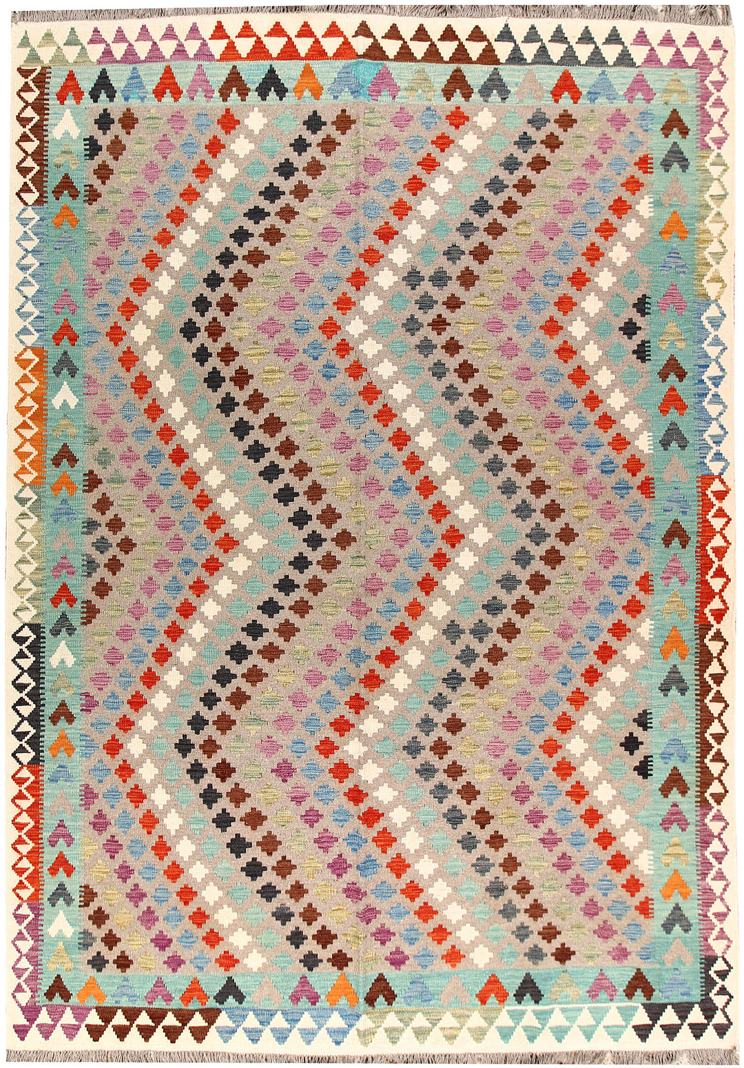 Multi Colored Kilim 6' 6 x 9' 9 - No. 66945 - ALRUG Rug Store