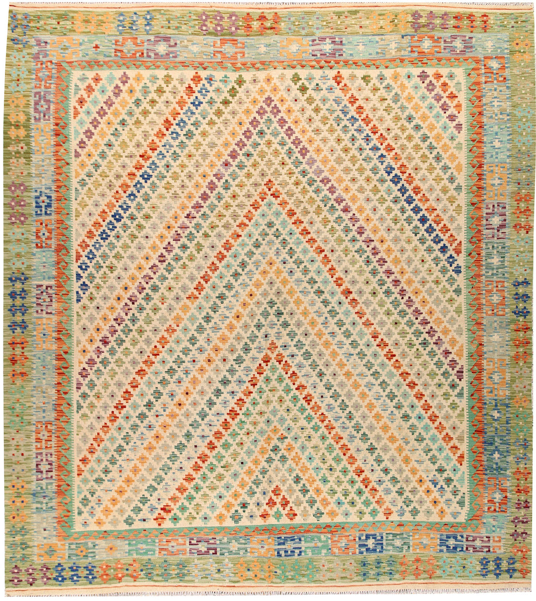Multi Colored Kilim 8' 8 x 9' 9 - No. 66953 - ALRUG Rug Store