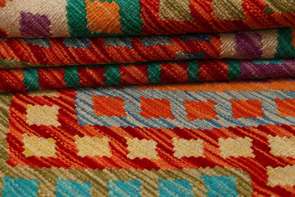 Multi Colored Kilim 8' 6 x 9' 9 - No. 66957 - ALRUG Rug Store