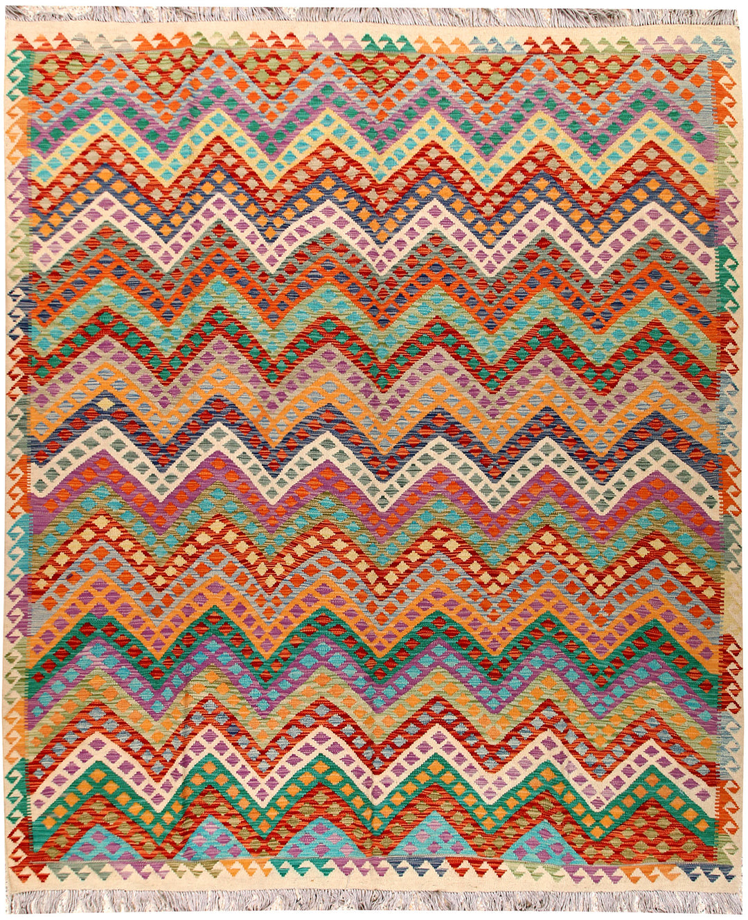 Multi Colored Kilim 8' 6 x 9' 9 - No. 66957 - ALRUG Rug Store