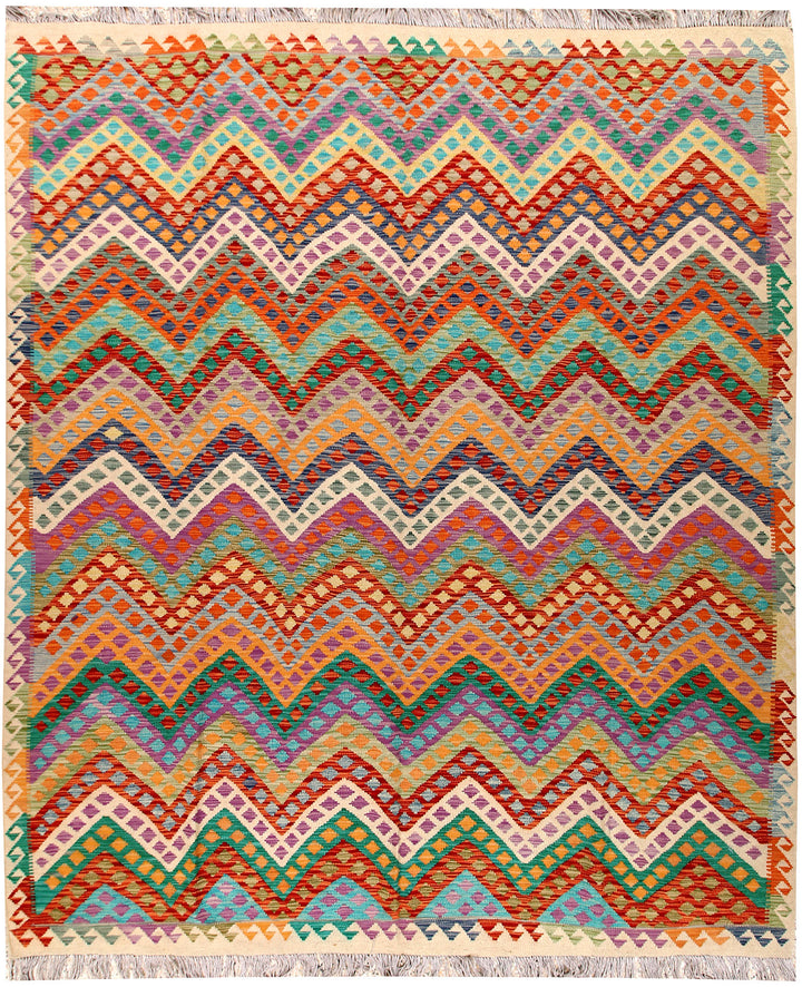 Multi Colored Kilim 8' 6 x 9' 9 - No. 66957 - ALRUG Rug Store