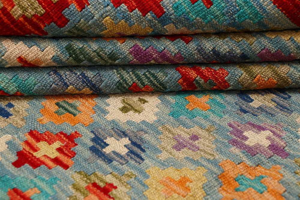 Multi Colored Kilim 9' x 12' 3 - No. 66961 - ALRUG Rug Store