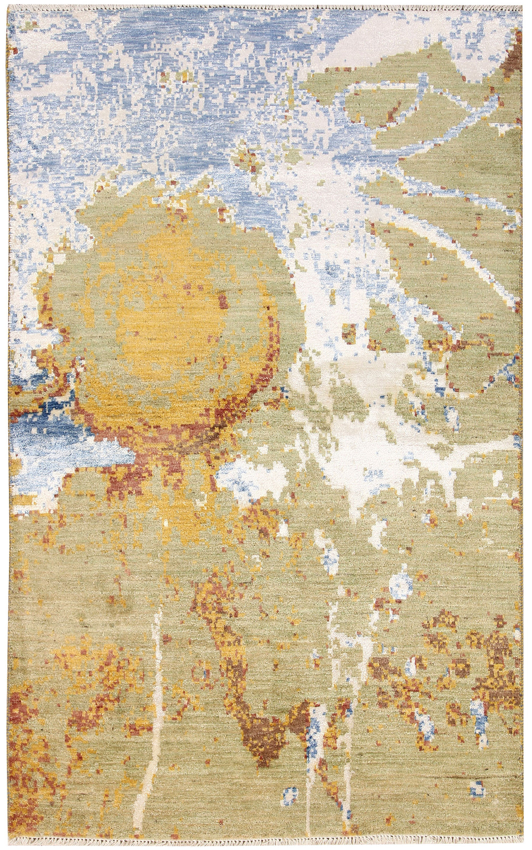 Afghan Abstract Rug 3'11" x 6'5" Hand-Knotted
