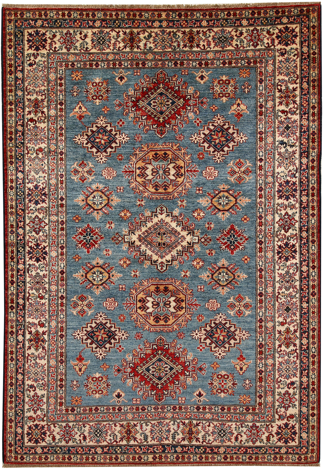 Light Slate Grey Kazak 5' 7 x 8' - No. 67373 - ALRUG Rug Store