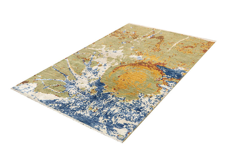 Multi Colored Abstract 4'  1" x 6'  6" - No. QA73152