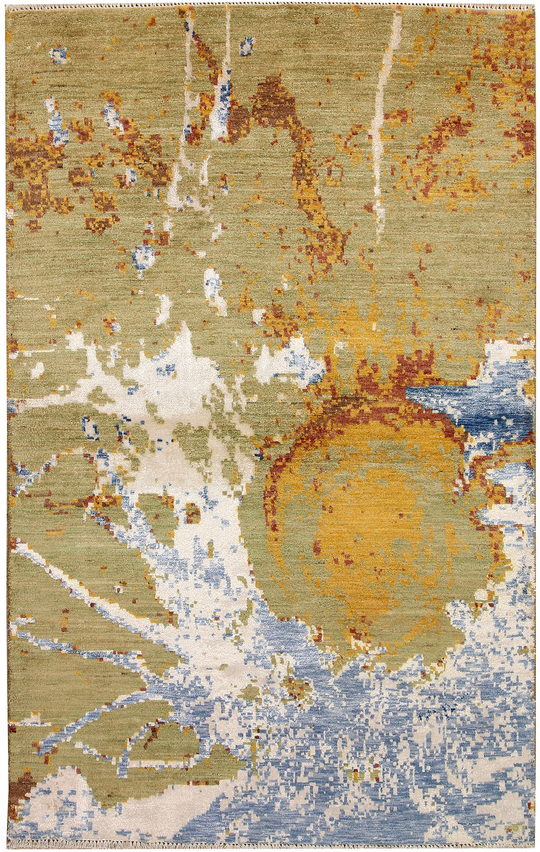 Afghan Abstract Rug 4' 1 x 6' 6 Hand-Knotted