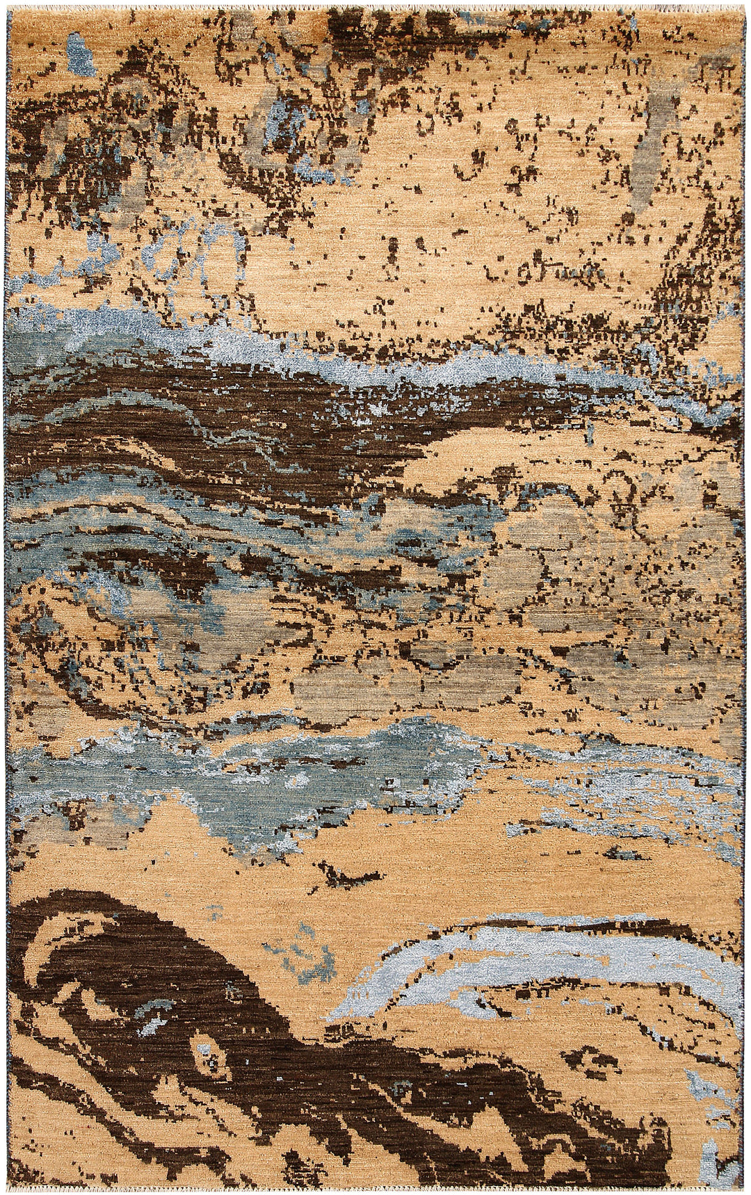 Afghan Oriental Abstract Rug 4' x 6' 5 Hand-Knotted
