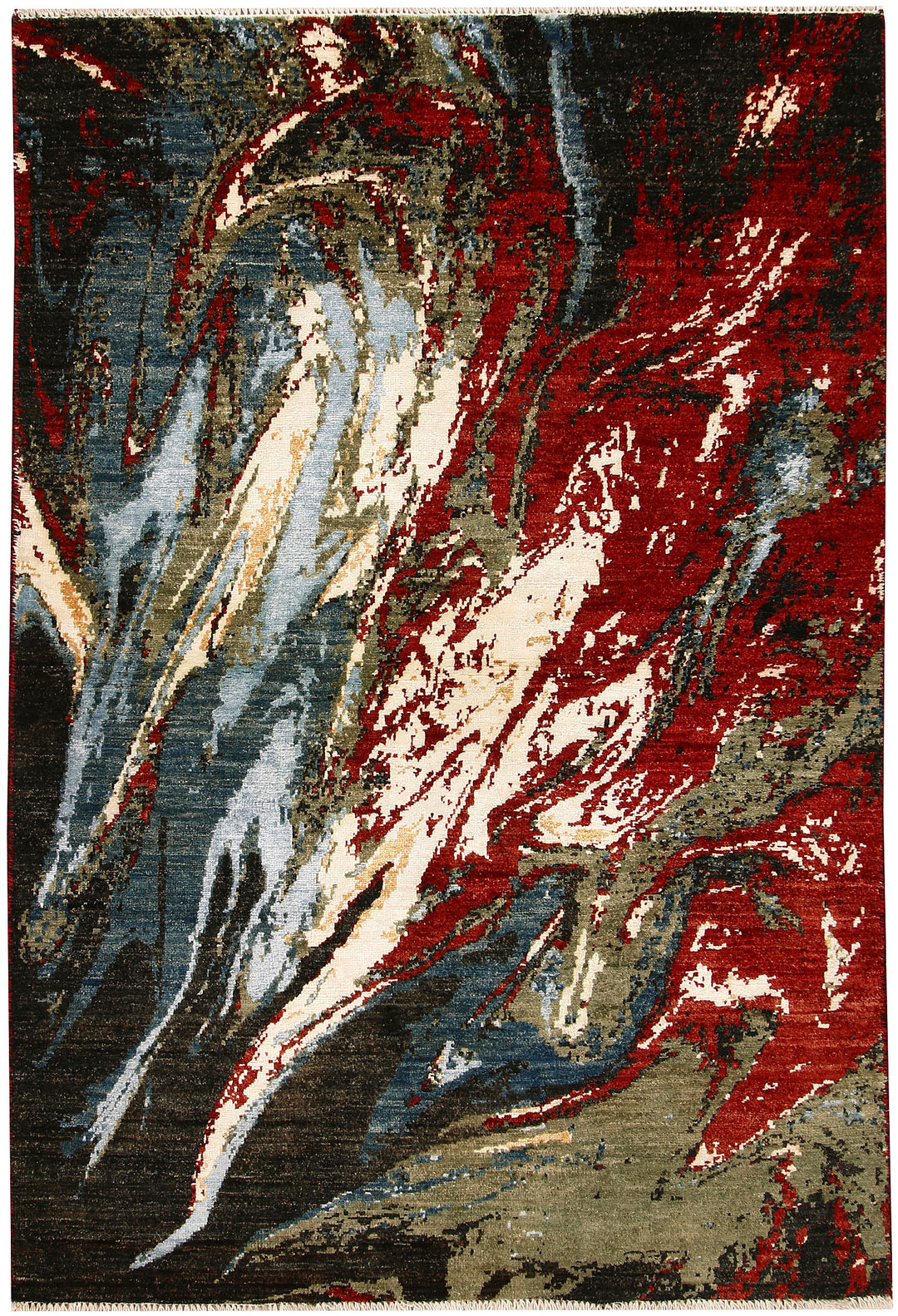Afghan Abstract Rug 3' 11 x 5' 9 Hand-Knotted