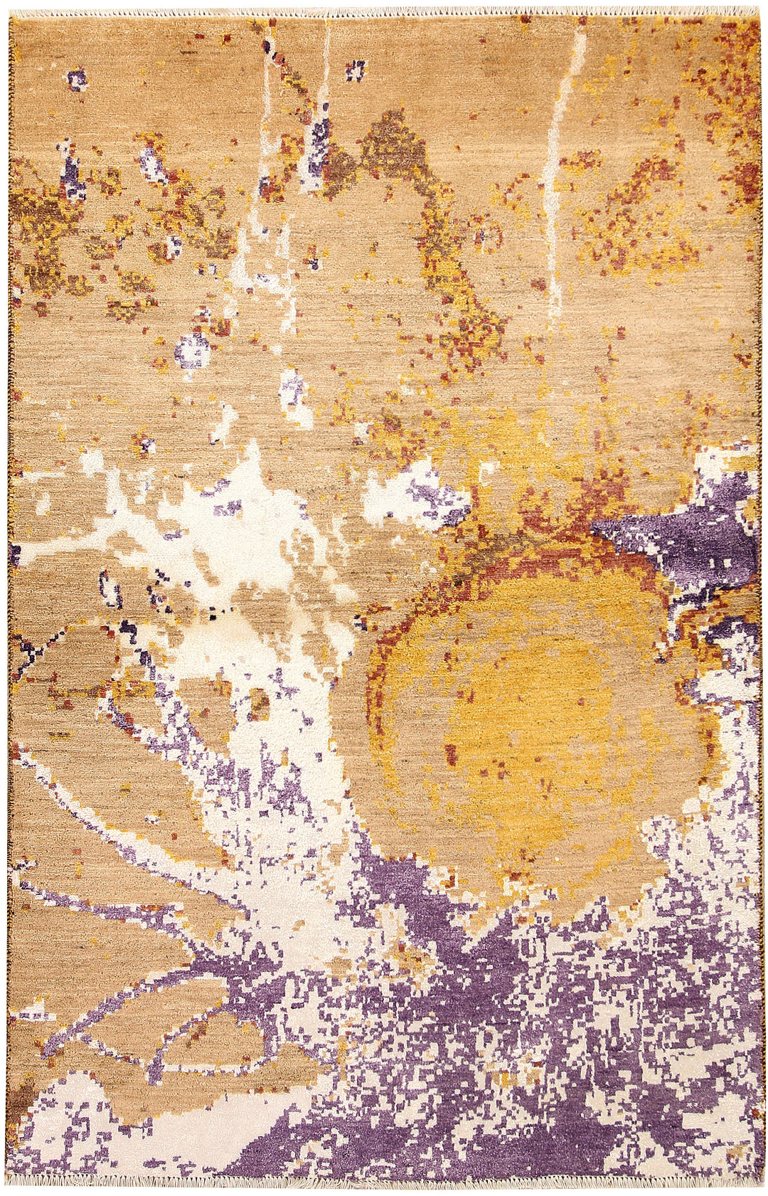 Afghan Abstract Rug 4' x 6' 1 Hand-Knotted