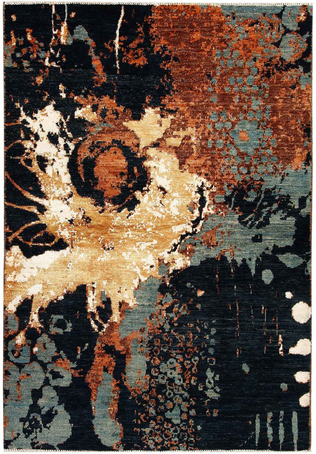 Afghan Abstract Rug 4' x 5' 10 Hand-Knotted