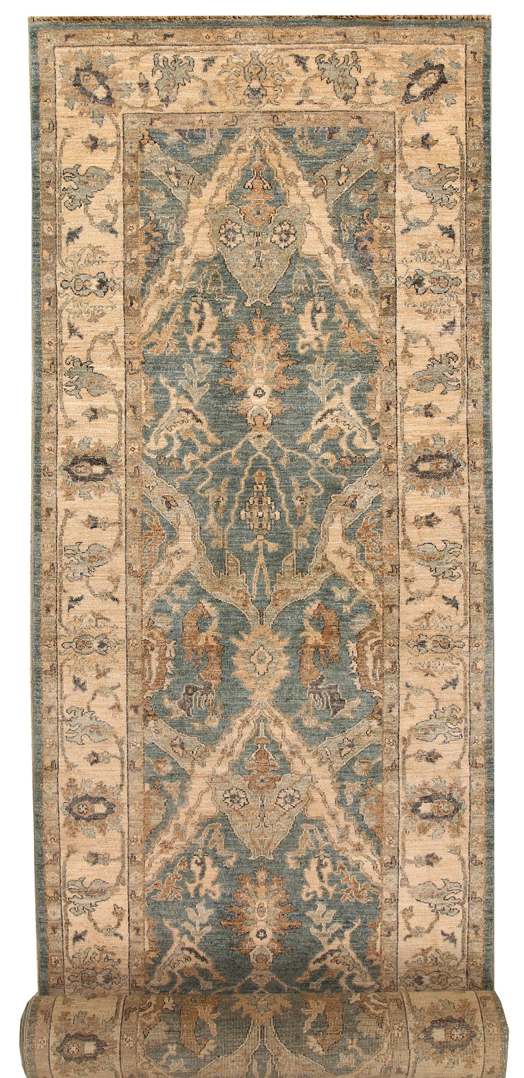Cadet Blue Oushak 3' 5 x 17' 2 - No. 67493 - ALRUG Rug Store