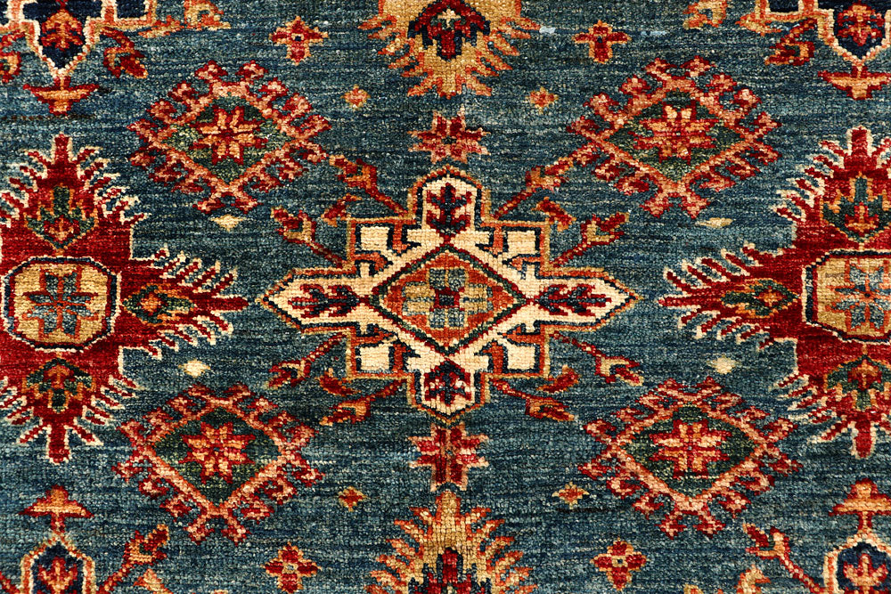 Cadet Blue Kazak 4' 9 x 6' 11 - No. 67498 - ALRUG Rug Store