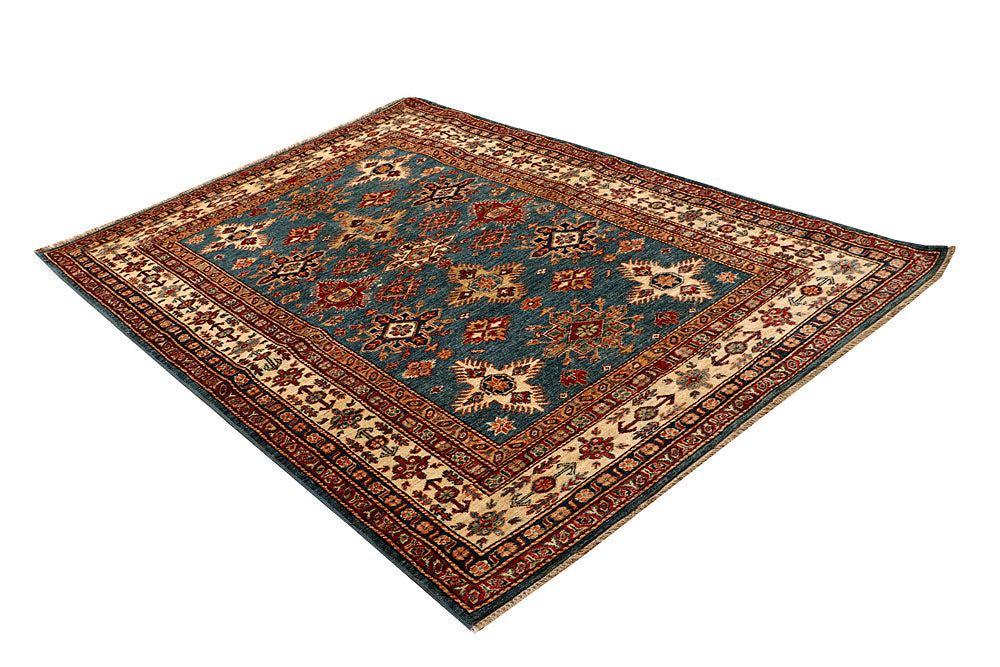 Cadet Blue Kazak 4' 9 x 6' 11 - No. 67498 - ALRUG Rug Store