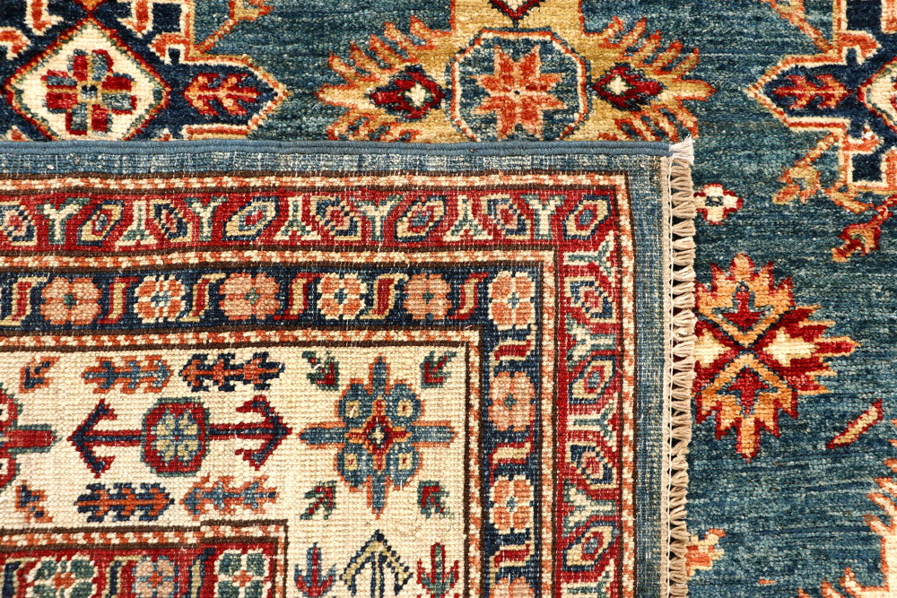 Cadet Blue Kazak 4' 9 x 6' 11 - No. 67498 - ALRUG Rug Store