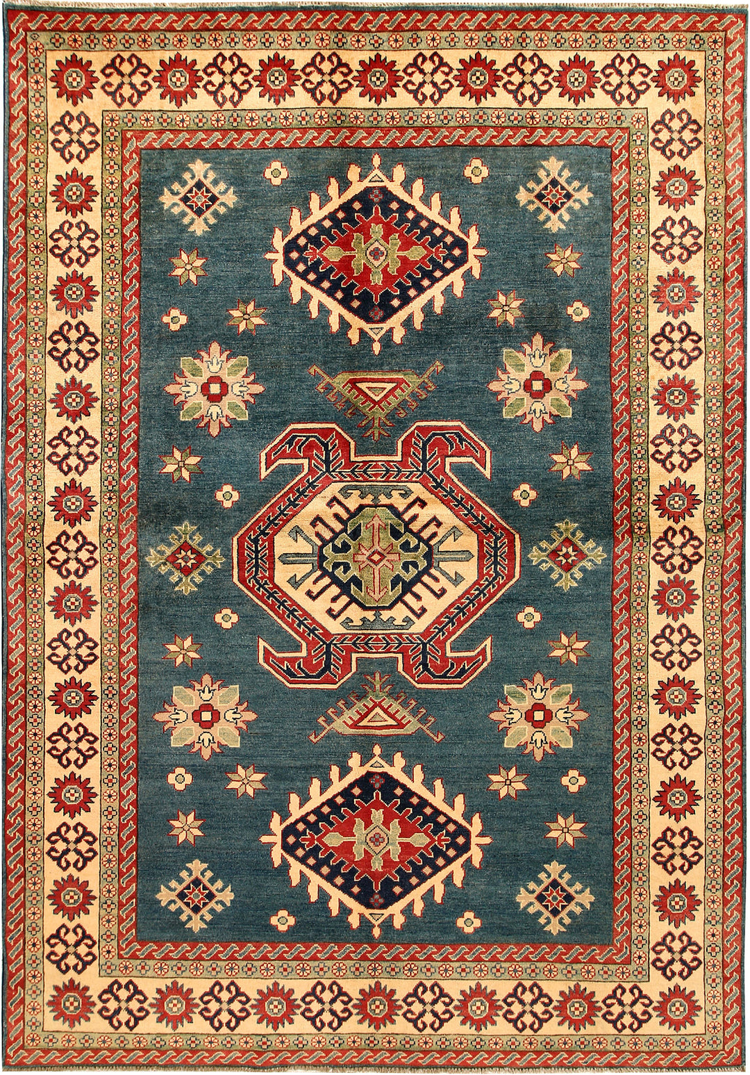 Cadet Blue Kazak 6' 7 x 9' 5 - No. 67600 - ALRUG Rug Store
