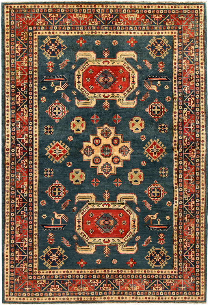 Cadet Blue Kazak 6' 8 x 9' 11 - No. 67605 - ALRUG Rug Store