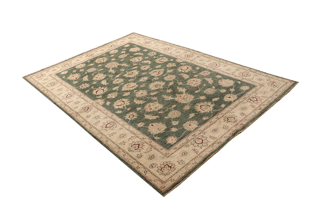 Dark Sea Green Ziegler 5' 5 x 7' 10 - No. 67701 - ALRUG Rug Store