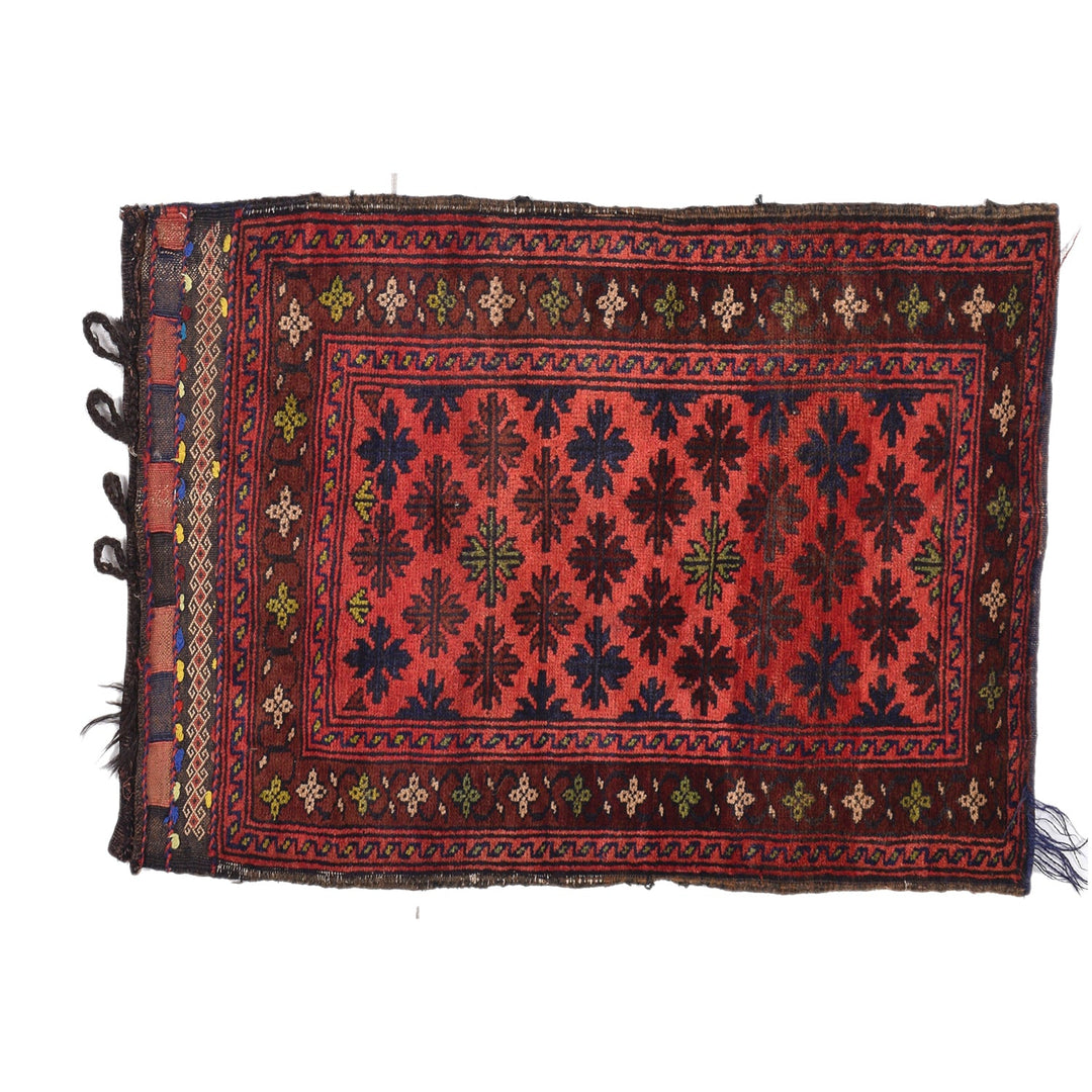 Red Afghan Balisht Rug 1' 9" x 3' 2" Hand-Knotted