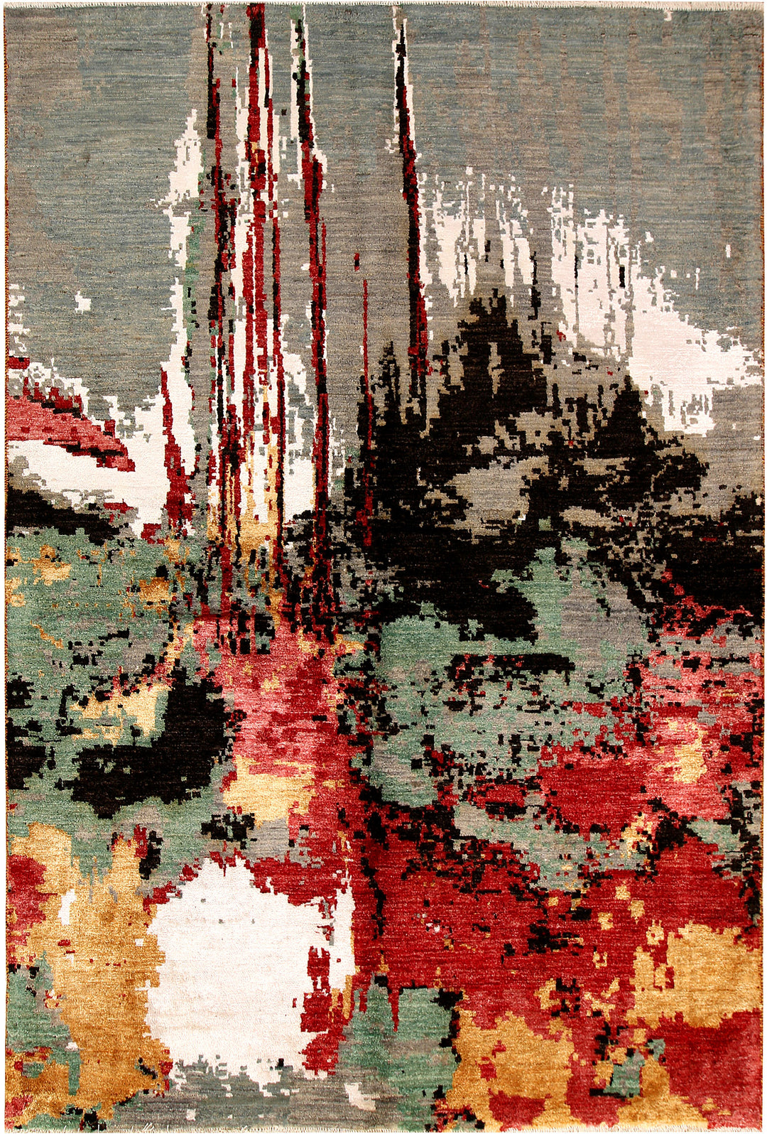 Afghan Abstract Rug 5'7" x 8'4" Hand-Knotted
