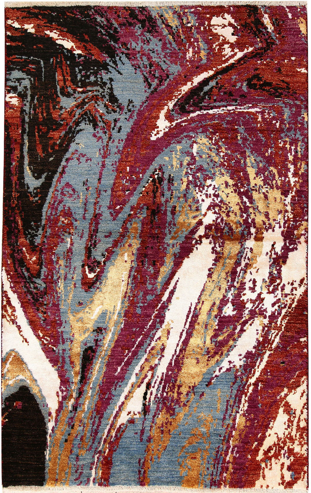 Afghan Abstract Rug 4' 1 x 6' 3 Hand-Knotted