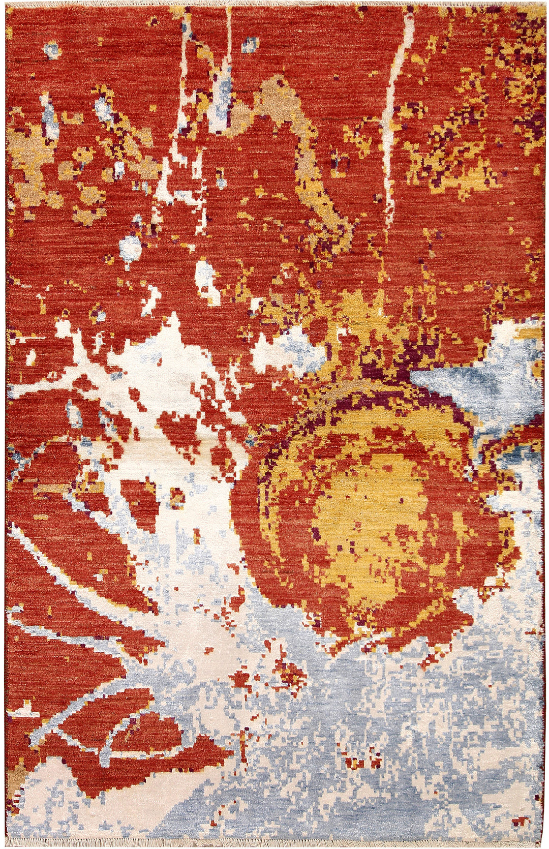 Afghan Abstract Rug 4' 1 x 6' 3 Hand-Knotted