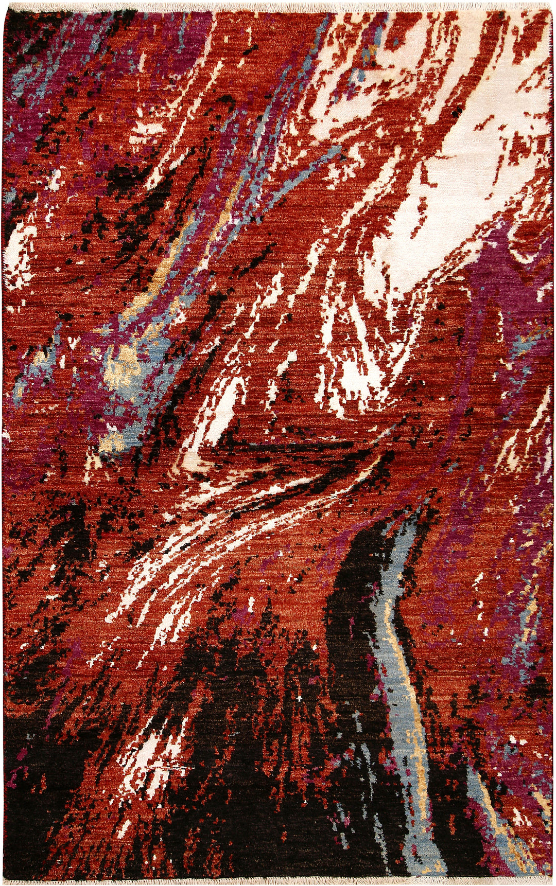 Pakistani Abstract Rug 4' x 6'3" Hand-Knotted