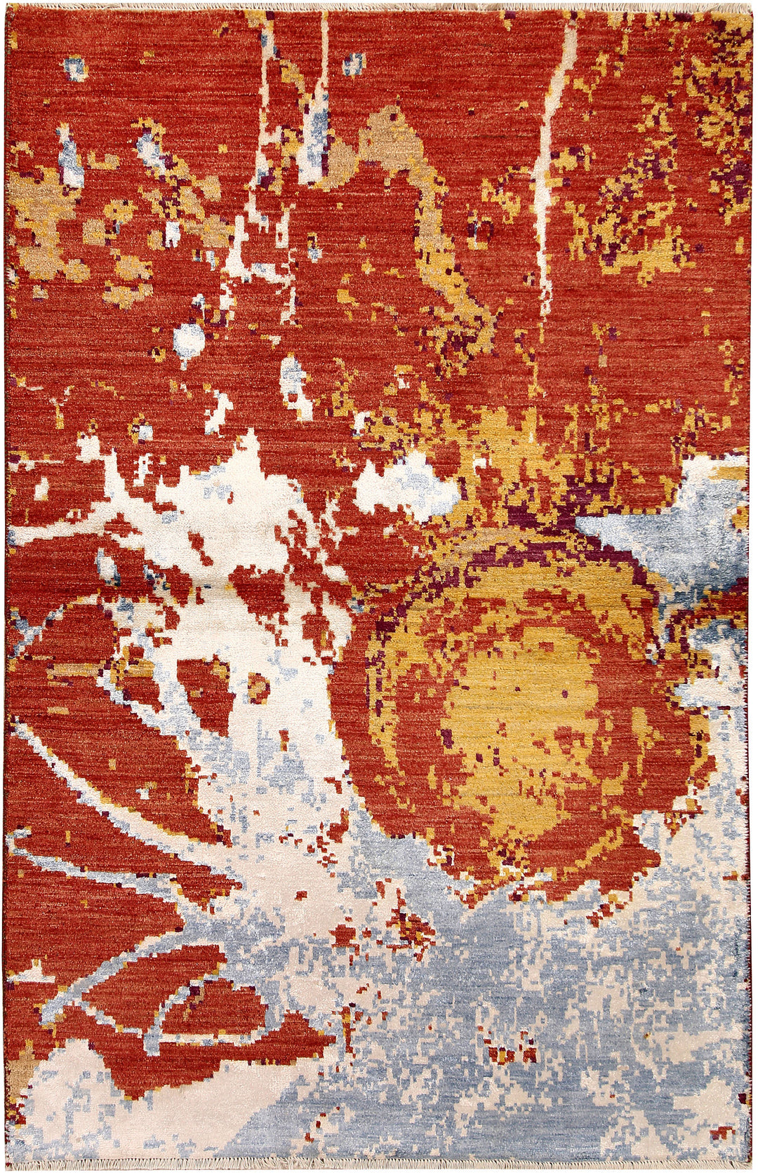 Multi Colored Afghan Abstract Rug 4' 1 x 6' 3 Hand-Knotted