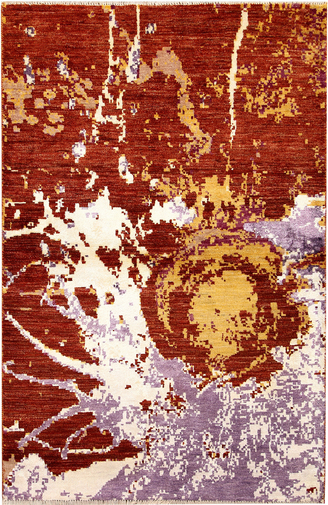 Afghan Abstract Rug 4' 1 x 6' 3 Hand-Knotted