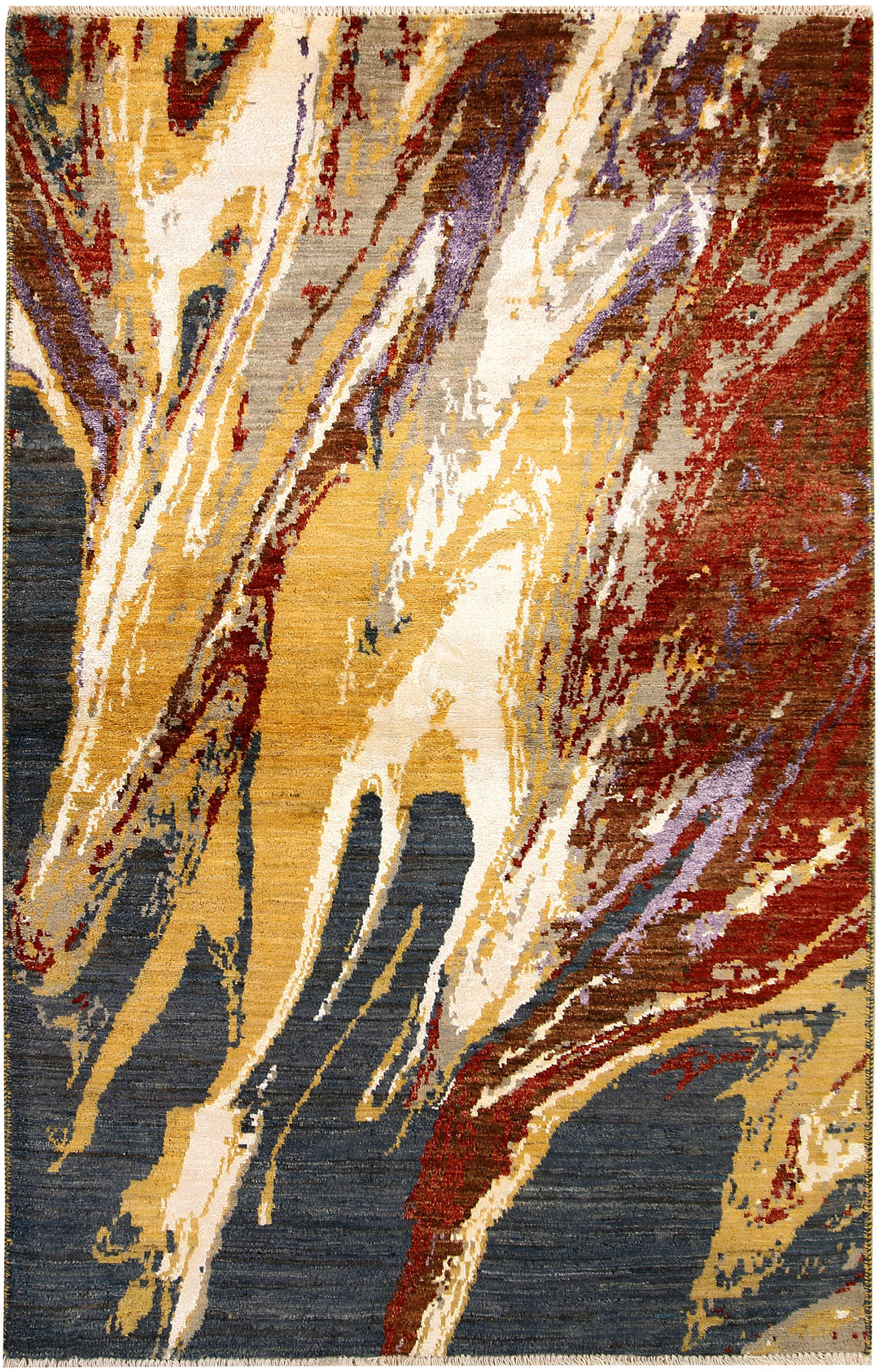 Pakistani Abstract Rug 4' x 6' 4" Hand-Knotted