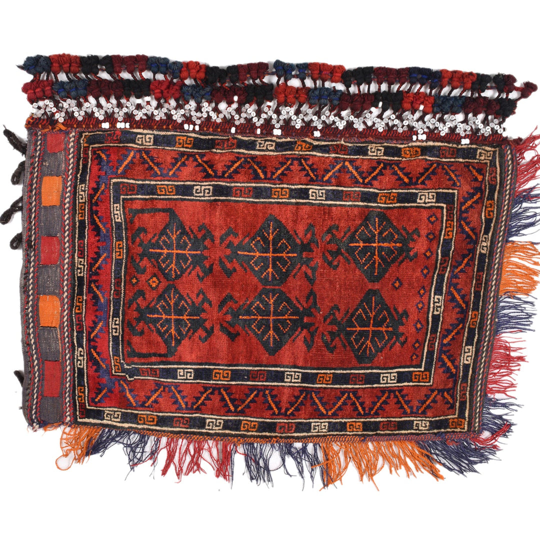Red Afghan Balisht Rug 2' 3" x 3' 4" Hand-Knotted