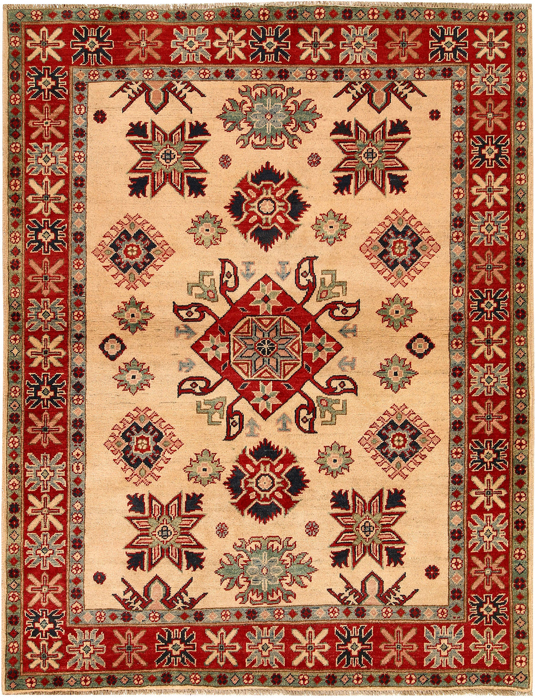 Blanched Almond Kazak 5' 2 x 6' 6 - No. 67966 - ALRUG Rug Store