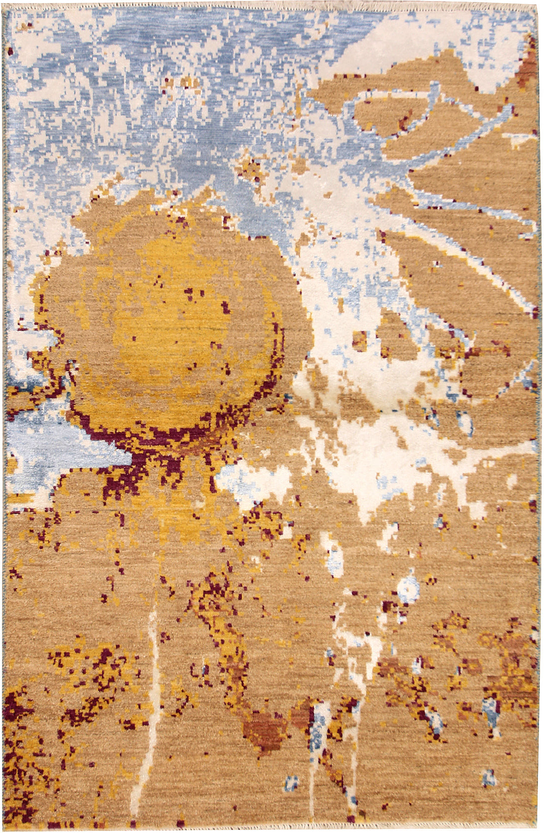 Afghan Abstract Rug 4'1" x 6'3" Hand-Knotted