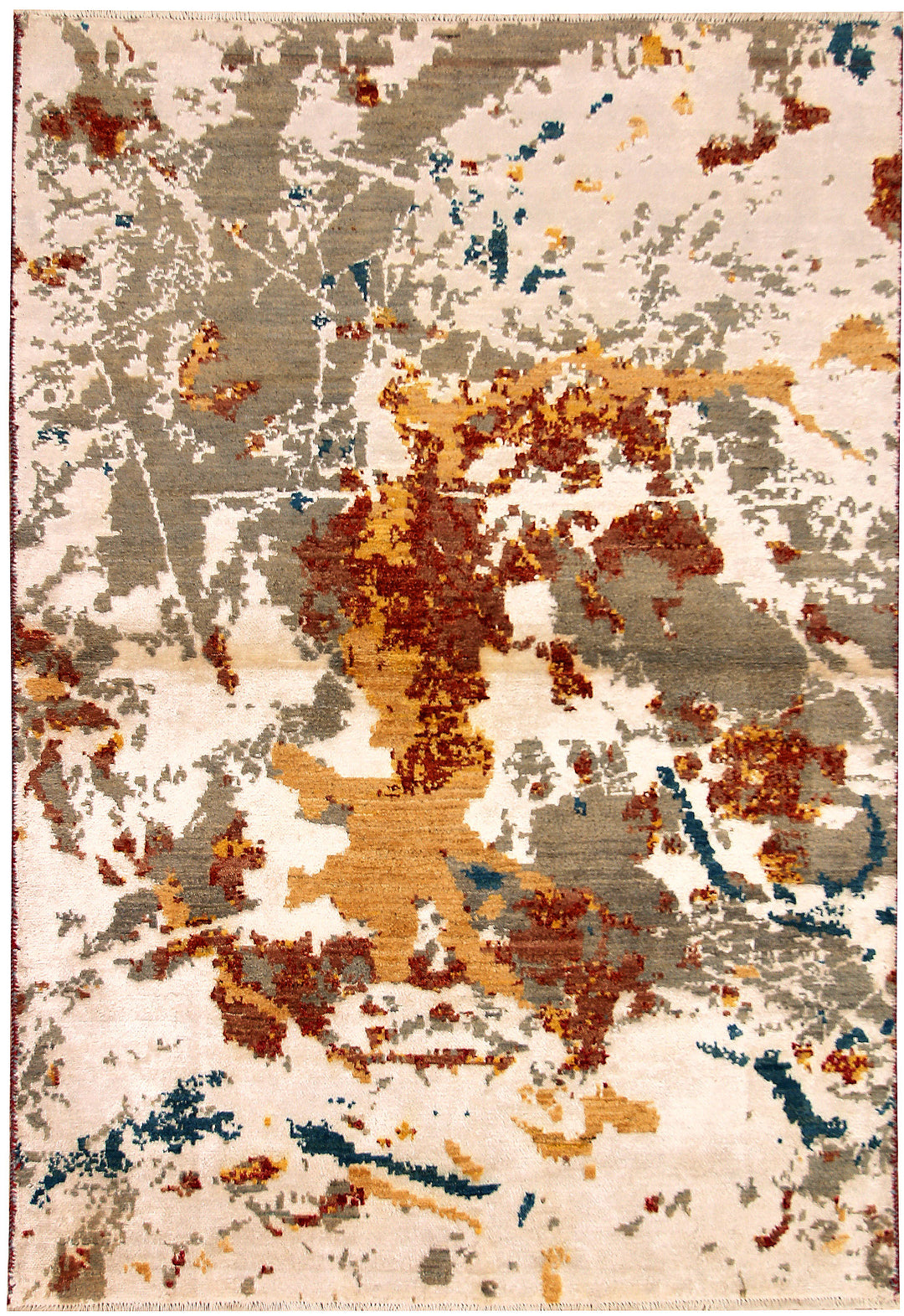 Afghan Abstract Rug 4' 2 x 6' Hand-Knotted