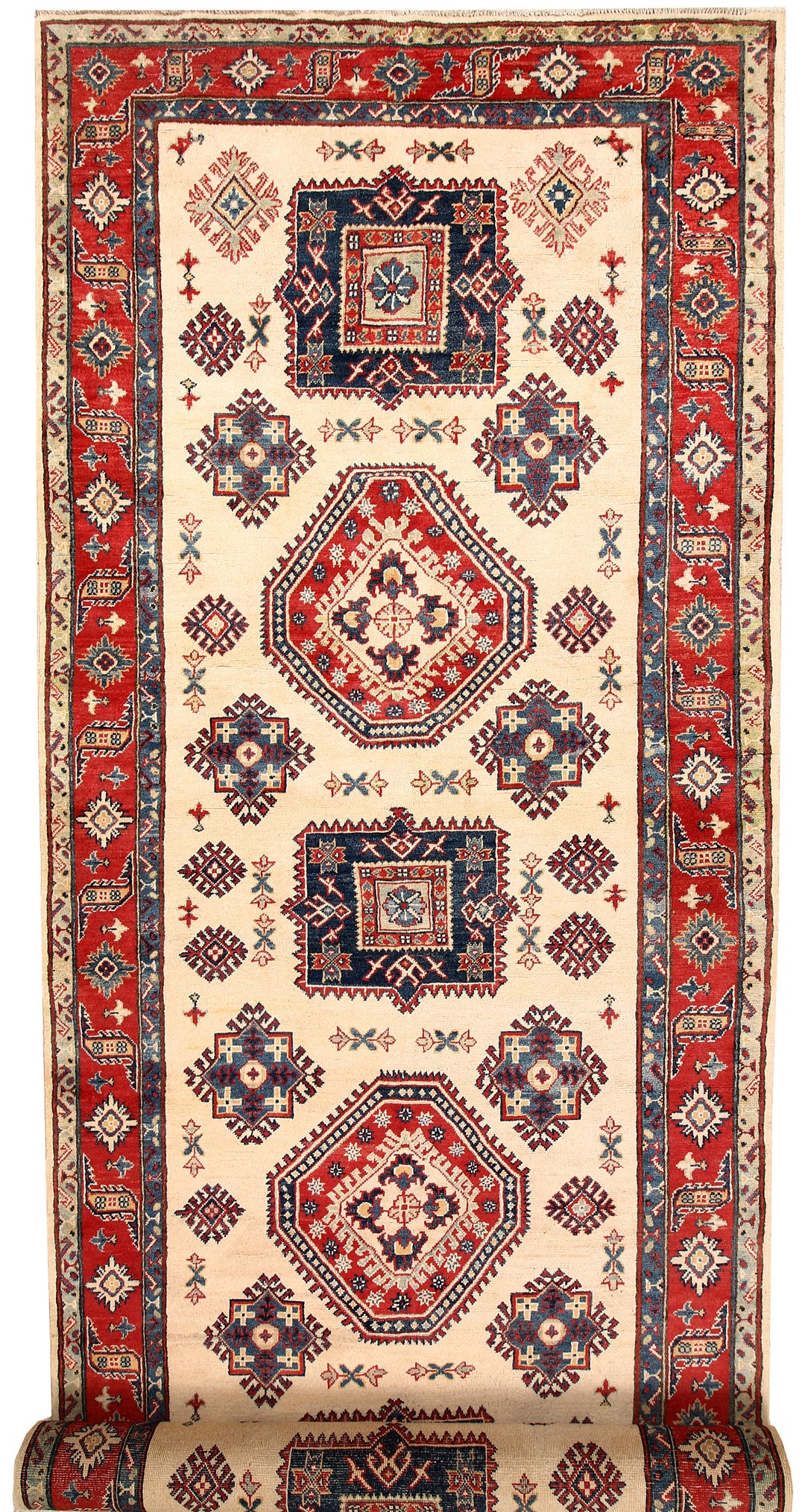 Old Lace Kazak 5' 2 x 17' 1 - No. 68162 - ALRUG Rug Store