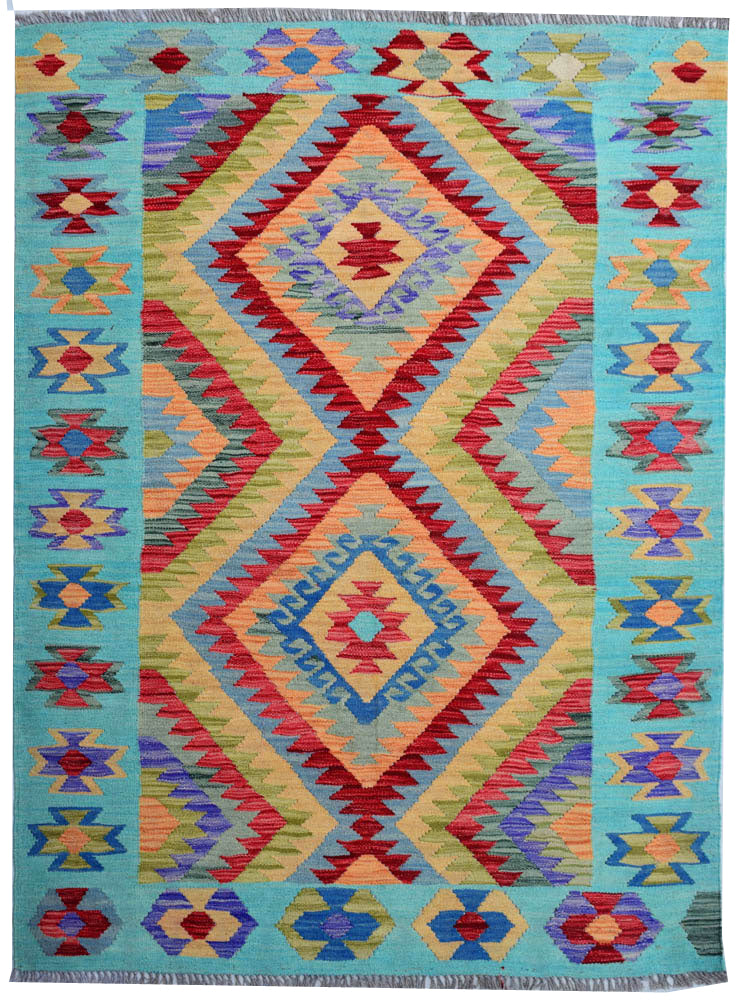 Multi Colored Kilim 4' 1 x 5' 7 - No. 68176 - ALRUG Rug Store