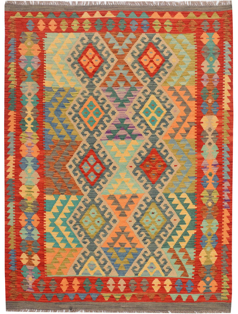 Multi Colored Kilim 4' 4 x 5' 10 - No. 68177 - ALRUG Rug Store