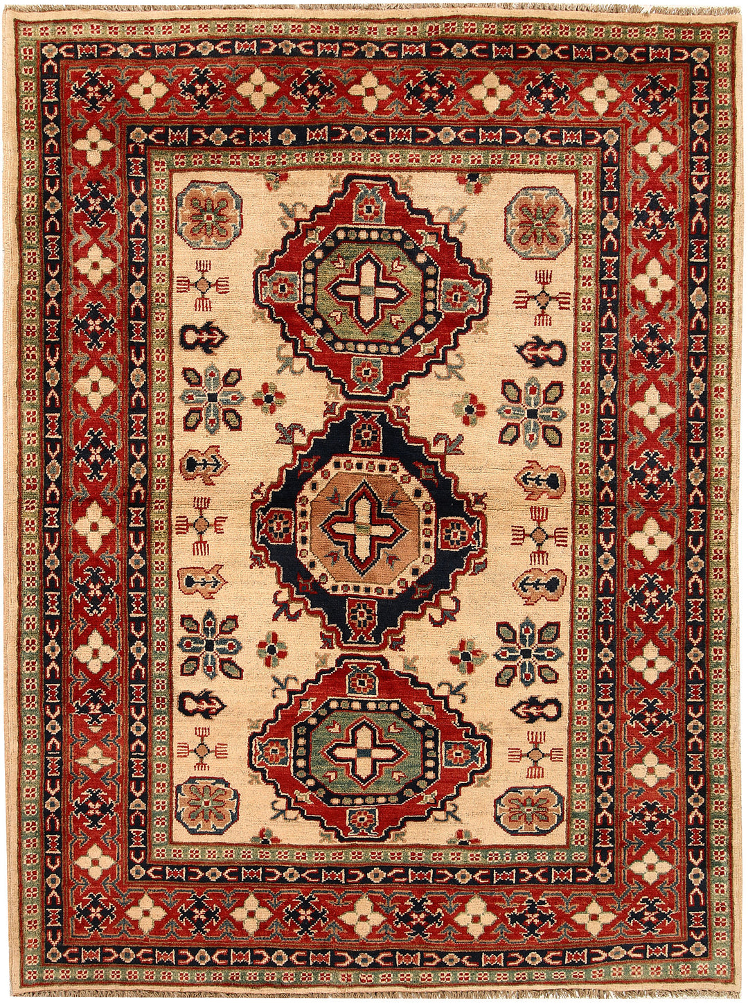 Blanched Almond Kazak 5' 1 x 7' - No. 68274 - ALRUG Rug Store