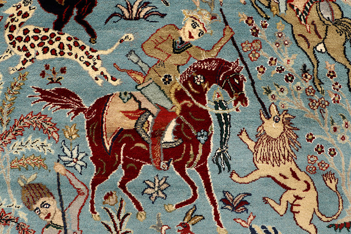 Cadet Blue Hunting 4' 8 x 7' 3 - No. 68494 - ALRUG Rug Store