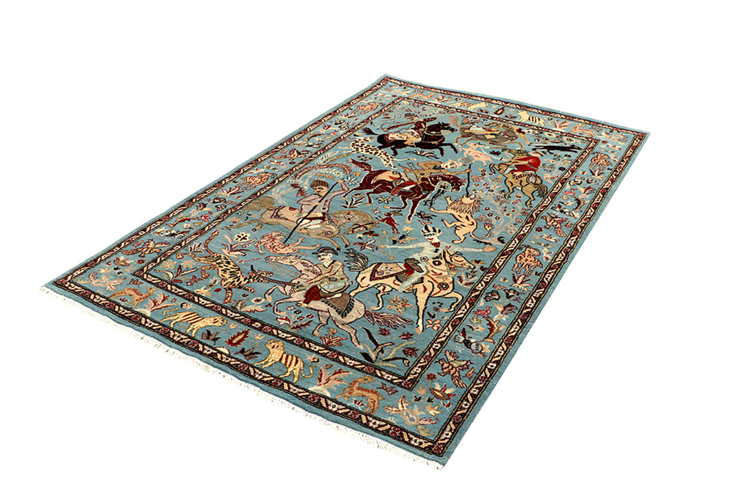 Cadet Blue Hunting 4' 8 x 7' 3 - No. 68494 - ALRUG Rug Store