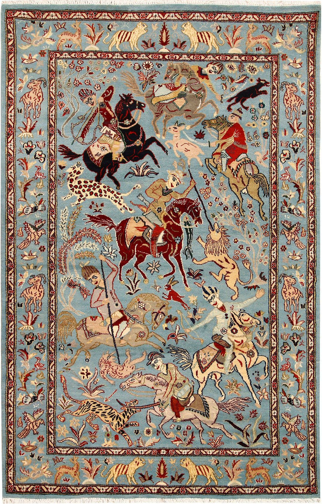 Cadet Blue Hunting 4' 8 x 7' 3 - No. 68494 - ALRUG Rug Store