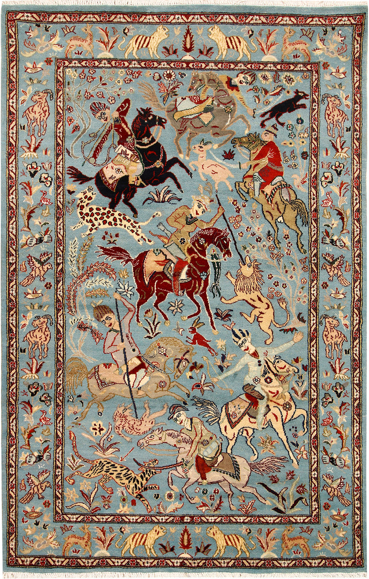 Cadet Blue Hunting 4' 8 x 7' 3 - No. 68494 - ALRUG Rug Store