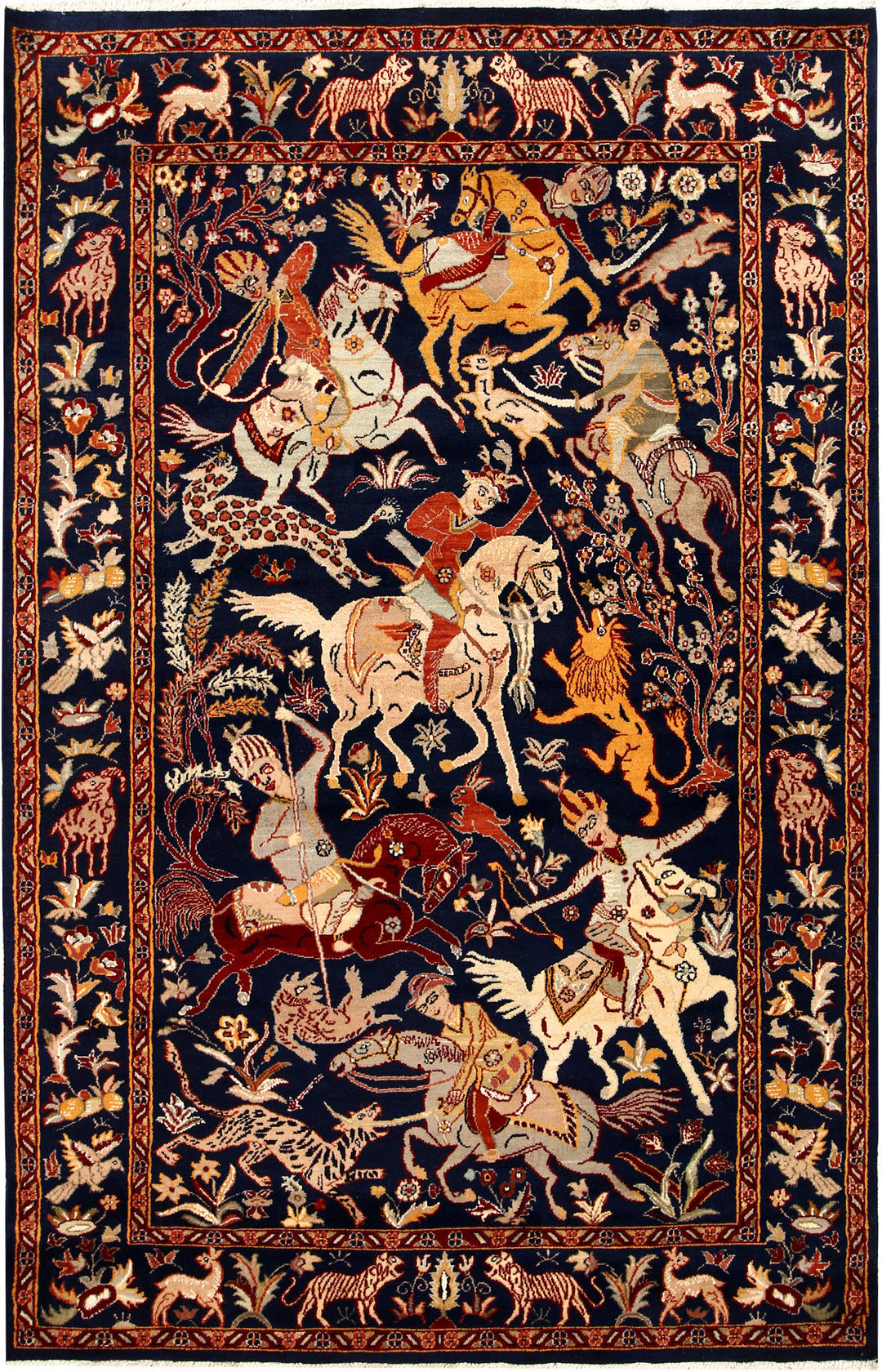 Multi Colored Hunting 4' 8 x 7' 3 - No. 68514 - ALRUG Rug Store