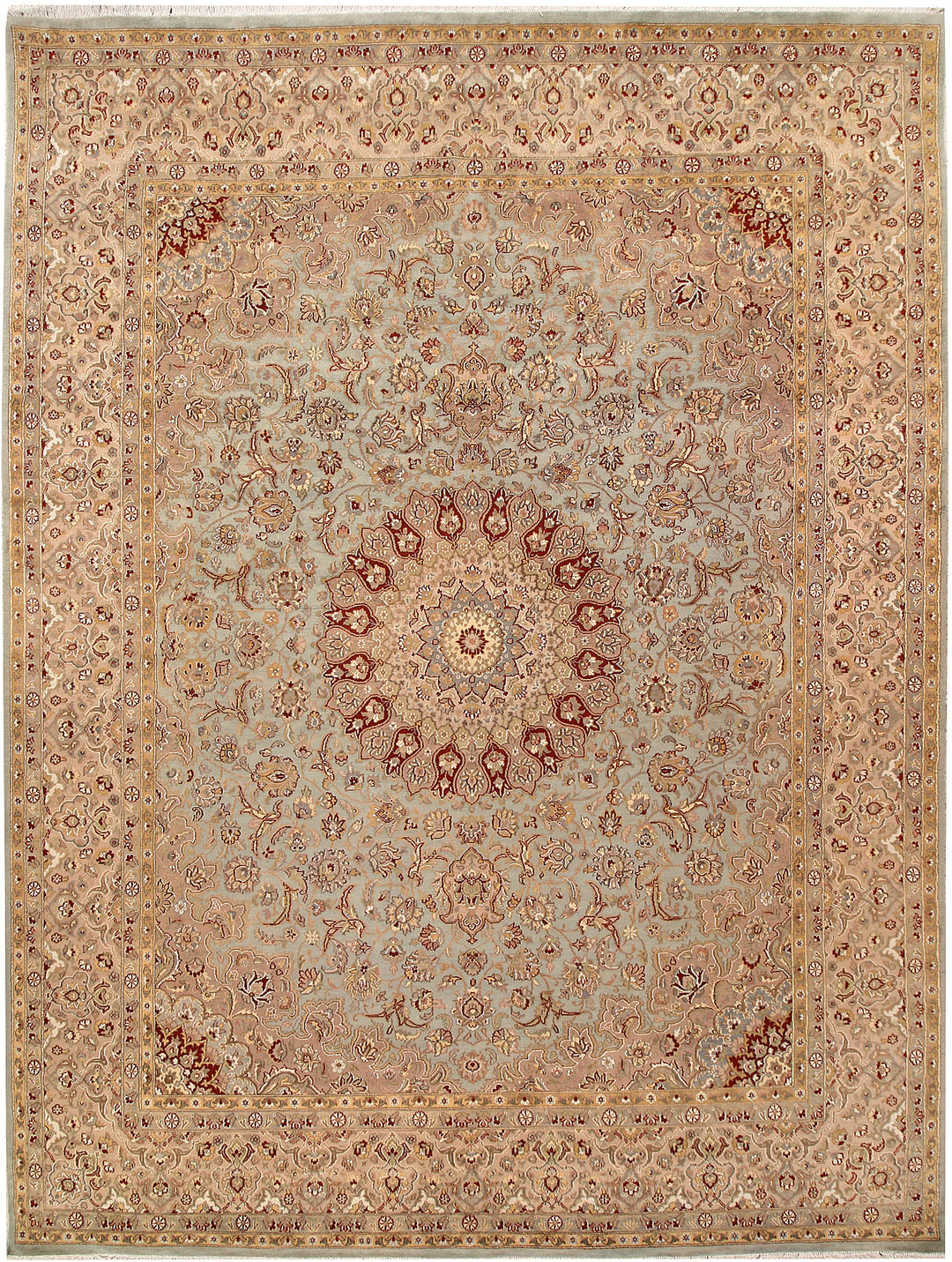 Dark Sea Green Kashan 9' 1 x 12' 1 - No. 68538 - ALRUG Rug Store