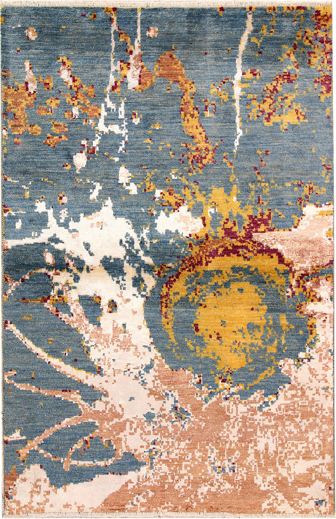 Pakistani Abstract Rug 4' 1" x 6' 2" Hand-Knotted