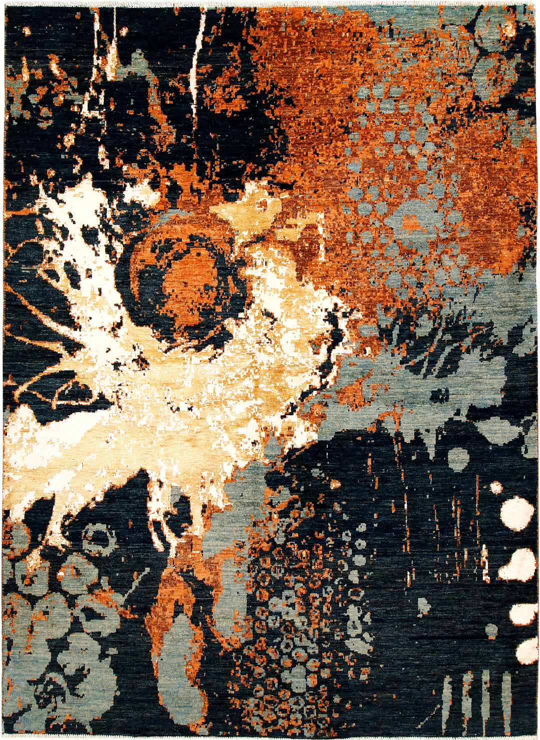 Afghan Abstract Rug 5' 7" x 7' 9" Hand-Knotted