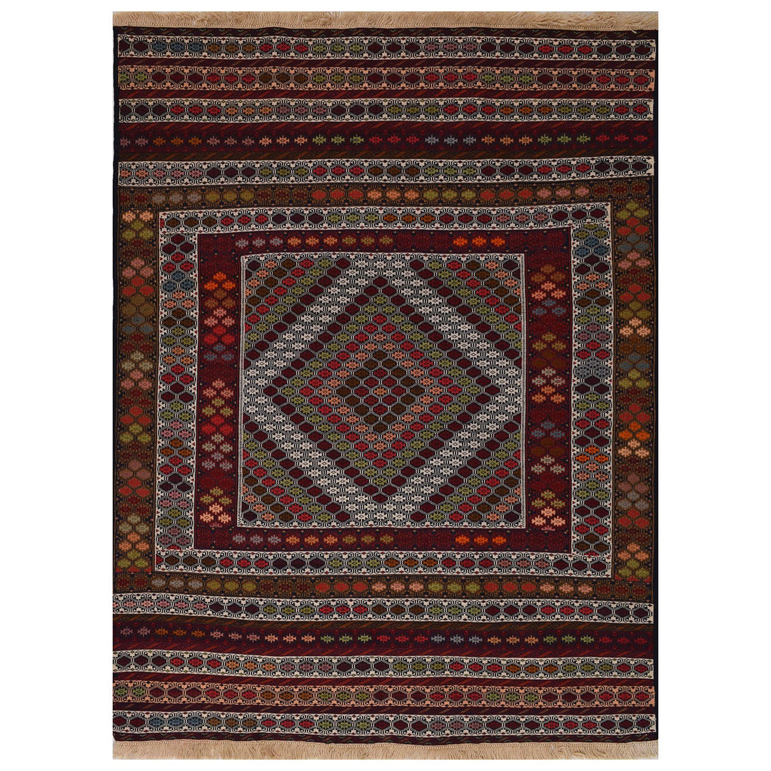 Afghan Maliki Kilim Rug 3' 9" x 5' 5" Flat-Weave
